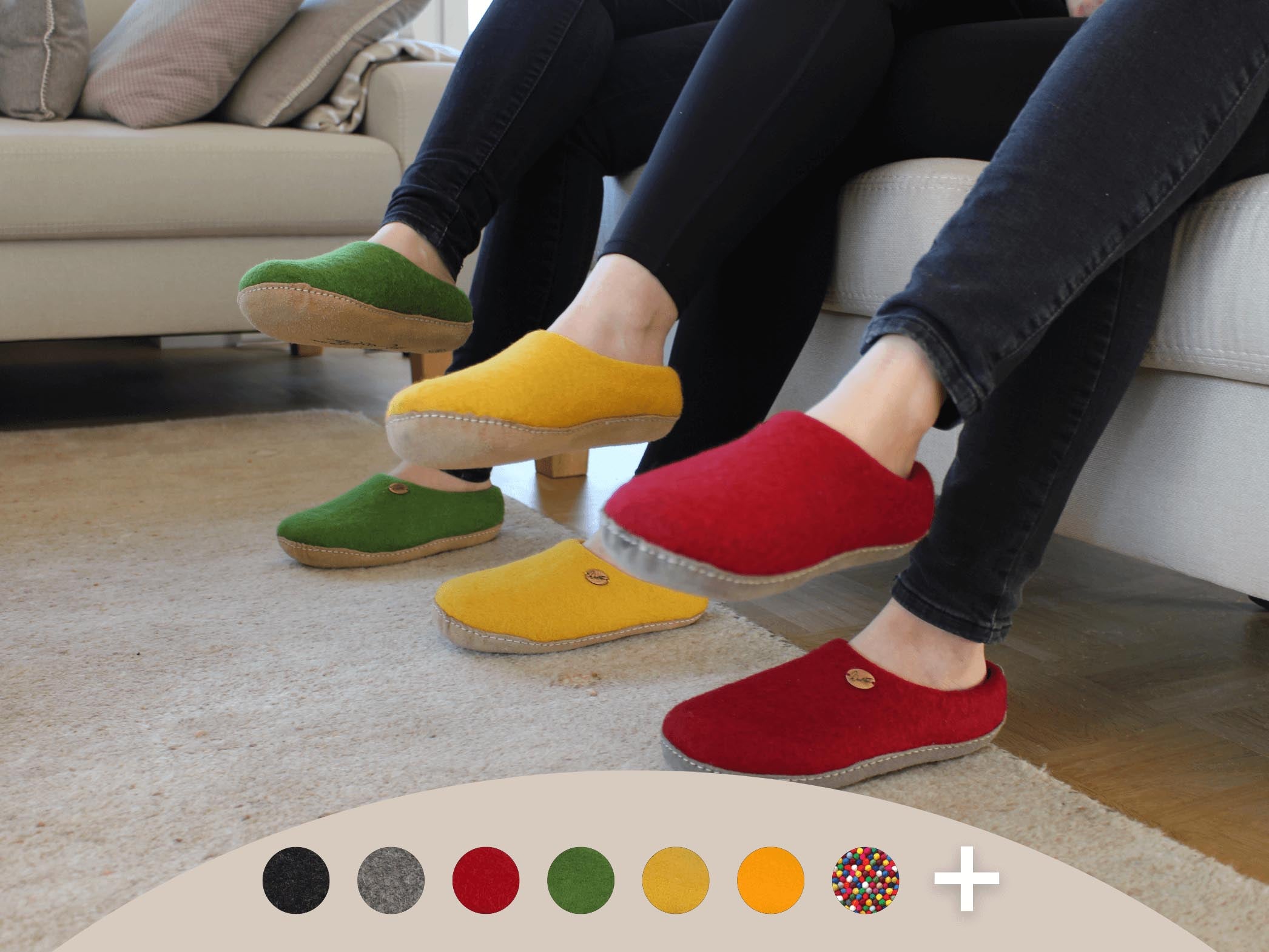WoolFit Footprint | Felt Slippers with Footbed & Leather Sole