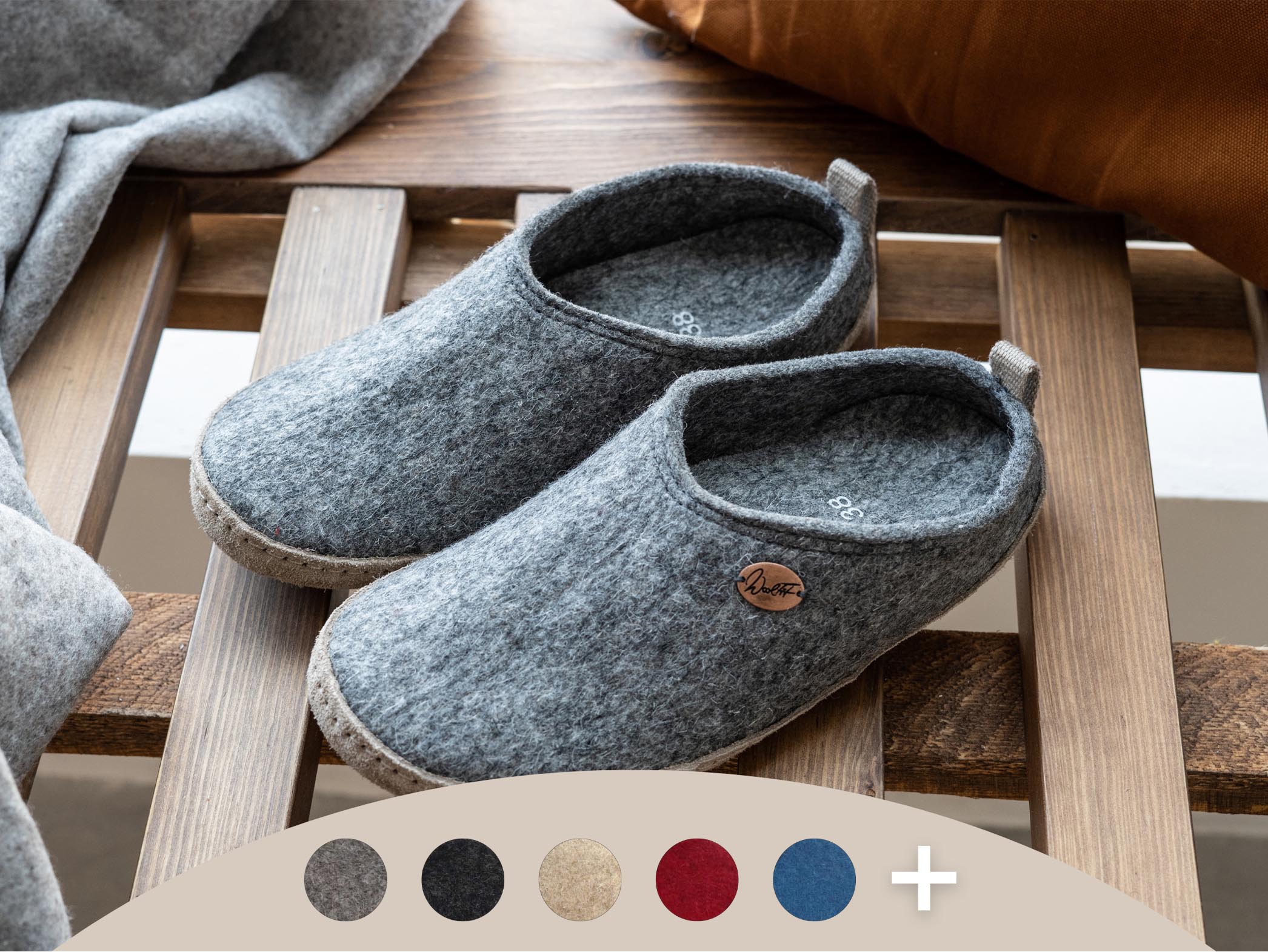 WoolFit Tundra | Lightweight Felt Slippers with Leather Sole