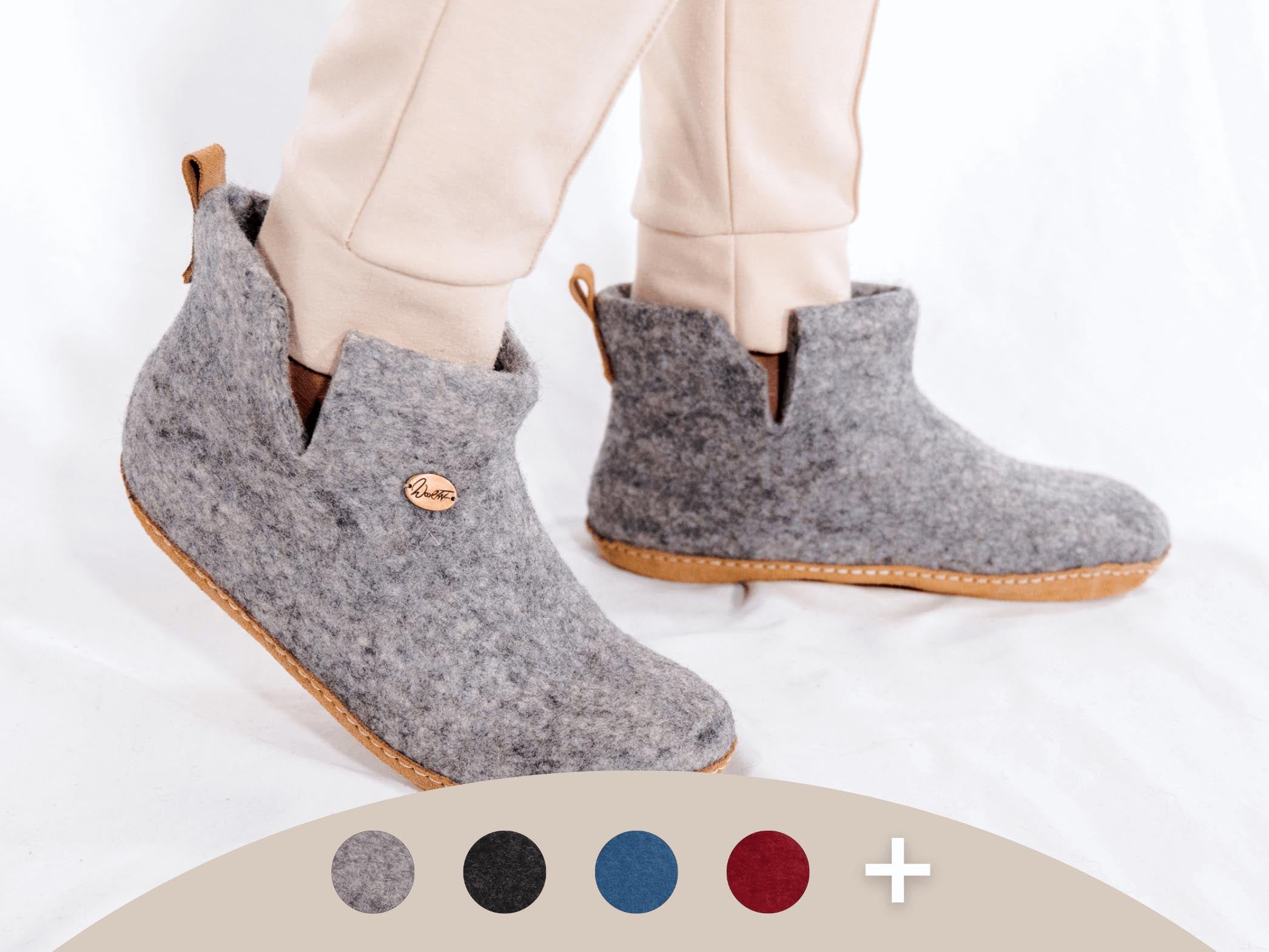 WoolFit Yeti | Felt Slipper Boots with Footbed & Leather Sole