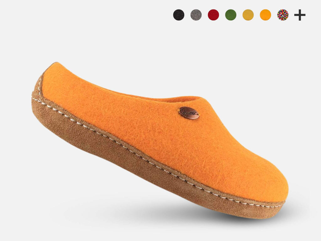 Slippero International Mens Wool Felt Slip-On Slippers With Natural Rubber Sole Mens Backless Closed Toe Slipper with Non Slip Sole, Felted  main image 2